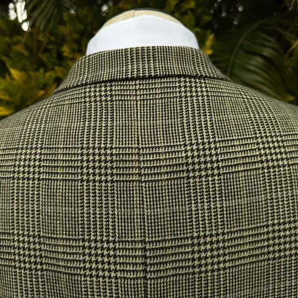 Irvine Park Glenn Plaid Men 44S Blazer Sport Coat Super Fine Lambswool Tan